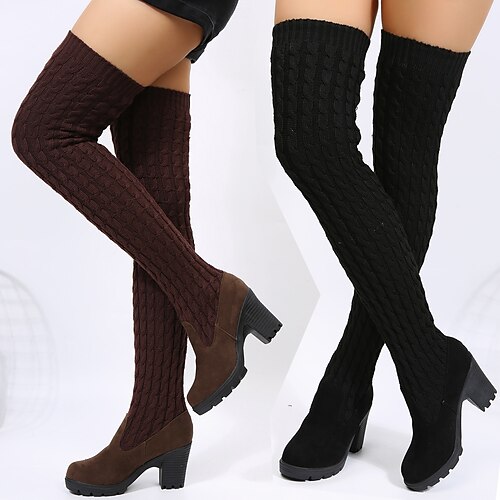 Mujer Botas Calcetines Tallas Grandes Botas de invierno Diario Botas por encima de la rodilla Invierno Tacón Cuadrado Moda Sensual Clásico Ante Sintético Color sólido Negro Marrón
Mujer Botas Calcetines Tallas Grandes Botas de invierno Diario Botas por encima de la rodilla Invierno Tacón Cuadrado Moda Sensual Clásico Ante Sintético Color sólido Negro Marrón