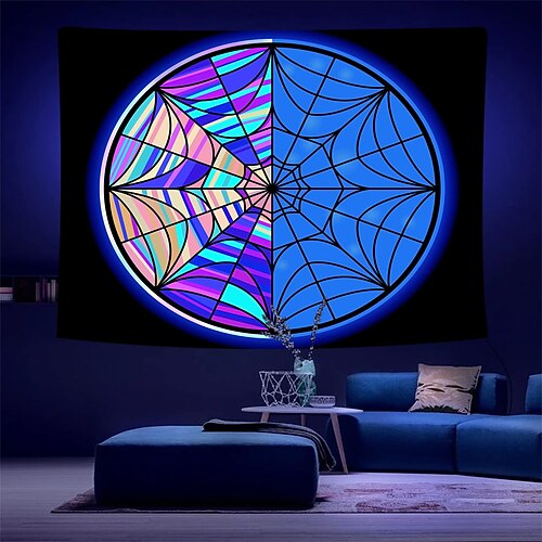 Tapiz de luz negra con red de araña, tapiz colgante de pared con brillo reactivo uv en la oscuridad, mural artístico para sala de estar y dormitorio
Tapiz de luz negra con red de araña, tapiz colgante de pared con brillo reactivo uv en la oscuridad, mural artístico para sala de estar y dormitorio