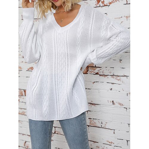 Mujer Suéter de punto Escote en Pico Cable Tejer Polyester De Gran Tamaño Agujero Otoño Invierno Regular Exterior Diario Noche Elegante Casual Suave Manga Larga Color puro Blanco S M L
Mujer Suéter de punto Escote en Pico Cable Tejer Polyester De Gran Tamaño Agujero Otoño Invierno Regular Exterior Diario Noche Elegante Casual Suave Manga Larga Color puro Blanco S M L