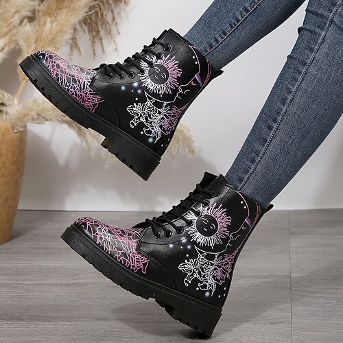 Women's Boots Combat Boots Plus Size Daily Booties Ankle Boots Chunky Heel Round Toe Casual Leather Lace-up Black
Women's Boots Combat Boots Plus Size Daily Booties Ankle Boots Chunky Heel Round Toe Casual Leather Lace-up Black