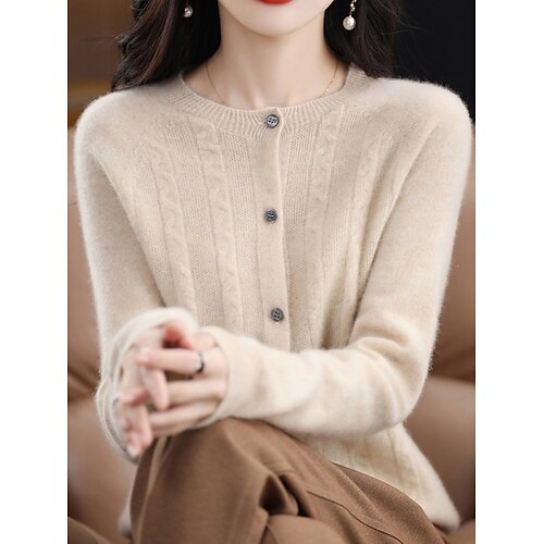 Mujer Cárdigan Chaqueta suéter Cuello Barco Estriado Tejer Poliéster Botón De Punto Otoño Invierno Regular Exterior Diario Noche Moda Ropa de calle Casual Manga Larga Color sólido Blanco Rosa Rojo S
Mujer Cárdigan Chaqueta suéter Cuello Barco Estriado Tejer Poliéster Botón De Punto Otoño Invierno Regular Exterior Diario Noche Moda Ropa de calle Casual Manga Larga Color sólido Blanco Rosa Rojo S