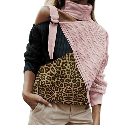 Mulheres Pulôver suéter Gola Alta Estriado Tricotar Acrílico Patchwork Ombro frio Outono Inverno Padrão Ao ar livre Diário Para Noite à moda Casual Macia Manga Longa Leopardo Rosa Marron Damasco S M L
Mulheres Pulôver suéter Gola Alta Estriado Tricotar Acrílico Patchwork Ombro frio Outono Inverno Padrão Ao ar livre Diário Para Noite à moda Casual Macia Manga Longa Leopardo Rosa Marron Damasco S M L