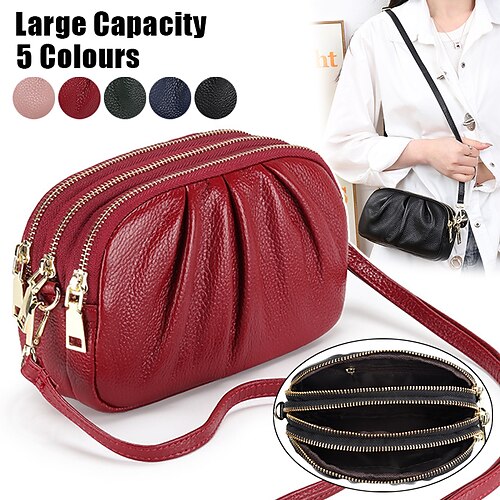 Women's Crossbody Bag Shoulder Bag Mobile Phone Bag Dome Bag Leather Outdoor Daily Holiday Zipper Large Capacity Waterproof Lightweight Solid Color claret Bean Paste Pink Black
Women's Crossbody Bag Shoulder Bag Mobile Phone Bag Dome Bag Leather Outdoor Daily Holiday Zipper Large Capacity Waterproof Lightweight Solid Color claret Bean Paste Pink Black