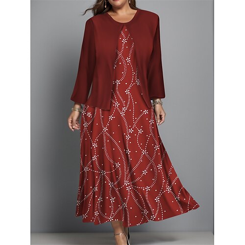 Women's Plus Size Two Piece Dress Set Casual Dress Swing Dress Outdoor Office Fashion Streetwear Print Midi Dress Crew Neck Long Sleeve Floral Regular Fit Red Navy Blue Blue Fall Winter L XL XXL 3XL
Women's Plus Size Two Piece Dress Set Casual Dress Swing Dress Outdoor Office Fashion Streetwear Print Midi Dress Crew Neck Long Sleeve Floral Regular Fit Red Navy Blue Blue Fall Winter L XL XXL 3XL