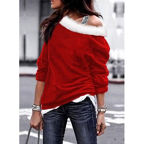 Mujer Pull-over Sudadera navideña Ropa deportiva Festival Rojo Color sólido Fiesta Navidad estola Manga Larga Top Microelástico Otoño invierno
Mujer Pull-over Sudadera navideña Ropa deportiva Festival Rojo Color sólido Fiesta Navidad estola Manga Larga Top Microelástico Otoño invierno