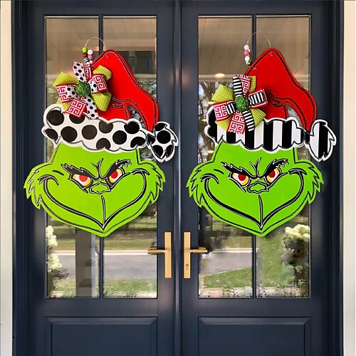 Corona de Navidad, corona de monstruo verde de Feliz Navidad para puerta delantera, decoraciones navideñas, letreros de puerta de madera, decoración del hogar para porche delantero, ventana, pared,
Corona de Navidad, corona de monstruo verde de Feliz Navidad para puerta delantera, decoraciones navideñas, letreros de puerta de madera, decoración del hogar para porche delantero, ventana, pared,