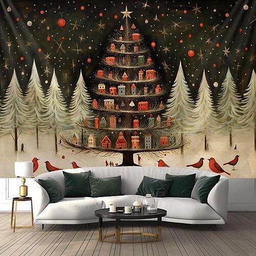 Casa de Navidad árbol colgante tapiz arte de la pared Navidad arte popular escandinavo gran tapiz mural decoración fotografía telón de fondo manta cortina hogar dormitorio sala de estar decoración
Casa de Navidad árbol colgante tapiz arte de la pared Navidad arte popular escandinavo gran tapiz mural decoración fotografía telón de fondo manta cortina hogar dormitorio sala de estar decoración