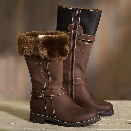 Women's Boots Motorcycle Boots Plus Size Work Boots Outdoor Daily Knee High Boots Buckle Flat Heel Round Toe Vintage Plush Casual Faux Leather Zipper Solid Color Brown
Women's Boots Motorcycle Boots Plus Size Work Boots Outdoor Daily Knee High Boots Buckle Flat Heel Round Toe Vintage Plush Casual Faux Leather Zipper Solid Color Brown