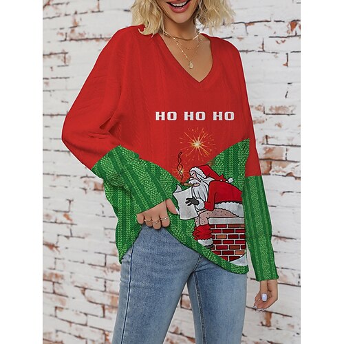 Mujer feo suéter de Navidad suéter jersey cuello en V punto acanalado poliéster estampado de punto otoño invierno regular al aire libre Navidad vacaciones diario elegante casual manga larga Papá Noel
Mujer feo suéter de Navidad suéter jersey cuello en V punto acanalado poliéster estampado de punto otoño invierno regular al aire libre Navidad vacaciones diario elegante casual manga larga Papá Noel
