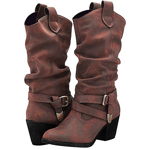 Women's Boots Cowboy Boots Plus Size Heel Boots Outdoor Daily Knee High Boots Lace-up Block Heel Round Toe Vintage Casual Minimalism Faux Leather PU Lace-up Solid Color Black Brown
Women's Boots Cowboy Boots Plus Size Heel Boots Outdoor Daily Knee High Boots Lace-up Block Heel Round Toe Vintage Casual Minimalism Faux Leather PU Lace-up Solid Color Black Brown