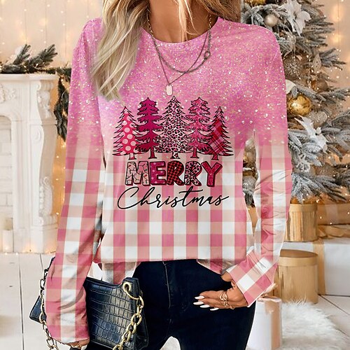 Damen T Shirt Weihnachts-Shirt Rosa Blau Grün Plaid Weihnachtsbaum Bedruckt Langarm Weihnachten Wochenende Fest / Feiertage Rundhalsausschnitt Regular Fit Farbe Frühling Herbst
Damen T Shirt Weihnachts-Shirt Rosa Blau Grün Plaid Weihnachtsbaum Bedruckt Langarm Weihnachten Wochenende Fest / Feiertage Rundhalsausschnitt Regular Fit Farbe Frühling Herbst