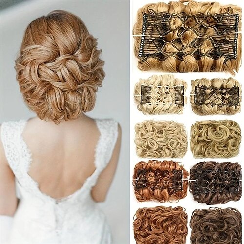 Cheveux synthétiques chignon cheveux chignon pièces deux peigne clips sur chignon postiche extensions de cheveux pour les femmes
Cheveux synthétiques chignon cheveux chignon pièces deux peigne clips sur chignon postiche extensions de cheveux pour les femmes