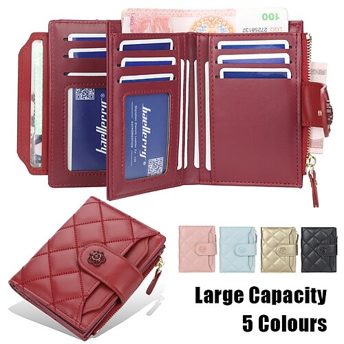 Mujer Cartera Cartera con tarjetero Cuero de PU Exterior De Compras Diario Botones Cremallera Gran Capacidad Impermeable Ligero Color sólido Acolchado Bleu Ciel Negro Rosa
Mujer Cartera Cartera con tarjetero Cuero de PU Exterior De Compras Diario Botones Cremallera Gran Capacidad Impermeable Ligero Color sólido Acolchado Bleu Ciel Negro Rosa