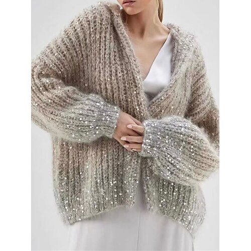 Women's Cardigan Sweater Jacket Hooded Chunky Knit Polyester Sequins Knitted Fall Winter Regular Outdoor Daily Going out Stylish Casual Soft Long Sleeve Color Block Color Gradient Khaki S M L
Women's Cardigan Sweater Jacket Hooded Chunky Knit Polyester Sequins Knitted Fall Winter Regular Outdoor Daily Going out Stylish Casual Soft Long Sleeve Color Block Color Gradient Khaki S M L