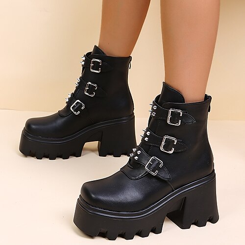 Mujer Botas Botas con plataforma Botas de Combate Tallas Grandes Fiesta Exterior Diario Botas a media pierna Plataforma Tacón Cuña Dedo redondo Punk Moda Gótico PU Cordones Color sólido Negro
Mujer Botas Botas con plataforma Botas de Combate Tallas Grandes Fiesta Exterior Diario Botas a media pierna Plataforma Tacón Cuña Dedo redondo Punk Moda Gótico PU Cordones Color sólido Negro