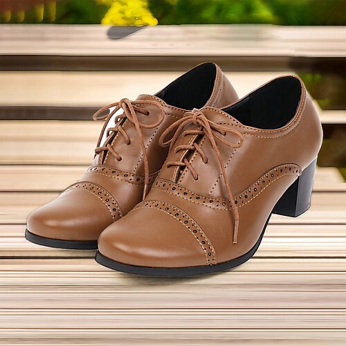 Women's Heels Pumps Oxfords Brogue Plus Size Vintage Shoes Party Outdoor Daily Summer Chunky Heel Round Toe Elegant Vacation Vintage Pigskin Lace-up Color Block Black Red Brown
Women's Heels Pumps Oxfords Brogue Plus Size Vintage Shoes Party Outdoor Daily Summer Chunky Heel Round Toe Elegant Vacation Vintage Pigskin Lace-up Color Block Black Red Brown
