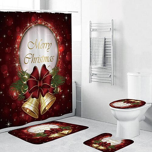 Cortina de ducha de baño de tela de Feliz Navidad con 12 ganchos de plástico, campana de Navidad, chimenea, cortinas de tela de poliéster para ventanas, alfombra de baño antideslizante, tapete en forma de U para inodoro, almohadilla para tapa de inodoro
Cortina de ducha de baño de tela de Feliz Navidad con 12 ganchos de plástico, campana de Navidad, chimenea, cortinas de tela de poliéster para ventanas, alfombra de baño antideslizante, tapete en forma de U para inodoro, almohadilla para tapa de inodoro