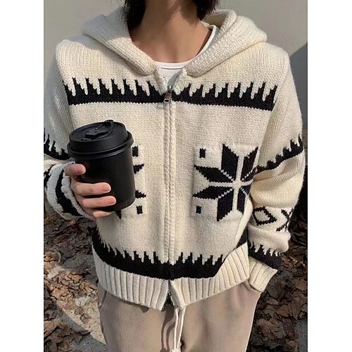Women's Ugly Christmas Sweater Cardigan Christmas Sweaters Hooded Ribbed Knit Polyester Zipper Knitted Print Fall Winter Regular Outdoor Christmas Daily Stylish Casual Soft Long Sleeve Snowflake
Women's Ugly Christmas Sweater Cardigan Christmas Sweaters Hooded Ribbed Knit Polyester Zipper Knitted Print Fall Winter Regular Outdoor Christmas Daily Stylish Casual Soft Long Sleeve Snowflake