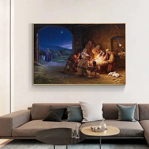 Toile d'art mural de noël, jésus dans une crèche, imprimés et affiches, peinture décorative en tissu pour salon, images sans cadre
Toile d'art mural de noël, jésus dans une crèche, imprimés et affiches, peinture décorative en tissu pour salon, images sans cadre