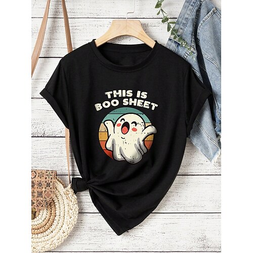 Femme T shirt Tee chemise d'Halloween Noir Lettre Fantôme Imprimer Manche Courte Halloween Fin de semaine Fête / Célébration Col Rond Standard Peinture Eté
Femme T shirt Tee chemise d'Halloween Noir Lettre Fantôme Imprimer Manche Courte Halloween Fin de semaine Fête / Célébration Col Rond Standard Peinture Eté