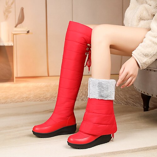 Mujer Botas Botas con plataforma Botas de nieve Tallas Grandes Diario Botas por encima de la rodilla Plataforma Tacón Cuña Dedo redondo Felpa Casual Confort PU Cordones Color sólido Rojo
Mujer Botas Botas con plataforma Botas de nieve Tallas Grandes Diario Botas por encima de la rodilla Plataforma Tacón Cuña Dedo redondo Felpa Casual Confort PU Cordones Color sólido Rojo