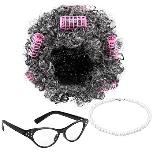 Perruque de vieille dame grise d'halloween, 3 pièces, lunettes de grand-mère, collier de perles artificielles, ensemble de costumes fantaisie de grand-mère pour Halloween
Perruque de vieille dame grise d'halloween, 3 pièces, lunettes de grand-mère, collier de perles artificielles, ensemble de costumes fantaisie de grand-mère pour Halloween