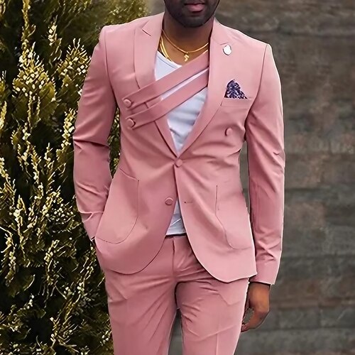 Costume Homme Mariage Ensemble 2 pièces Rose Claire Violet Couleur Pleine Coupe Sur-Mesure 2023
Costume Homme Mariage Ensemble 2 pièces Rose Claire Violet Couleur Pleine Coupe Sur-Mesure 2023