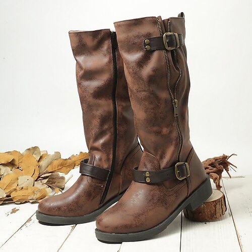 Mulheres Botas Botas Cowboy Botas de Moto Tamanhos Grandes Ao ar livre Diário Botas da panturrilha Sem Salto Ponta Redonda Elegante Casual Minimalismo Couro Ecológico Côr Sólida Preto Marron
Mulheres Botas Botas Cowboy Botas de Moto Tamanhos Grandes Ao ar livre Diário Botas da panturrilha Sem Salto Ponta Redonda Elegante Casual Minimalismo Couro Ecológico Côr Sólida Preto Marron
