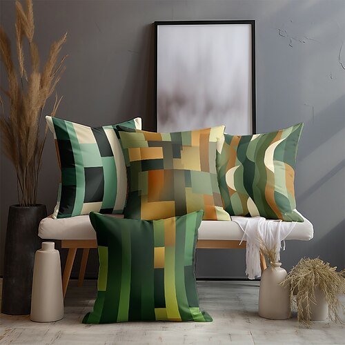 Geometric Green Double Side Pillow Cover 4PC Soft Decorative Square Cushion Case Pillowcase for Bedroom Livingroom Sofa Couch Chair
Geometric Green Double Side Pillow Cover 4PC Soft Decorative Square Cushion Case Pillowcase for Bedroom Livingroom Sofa Couch Chair