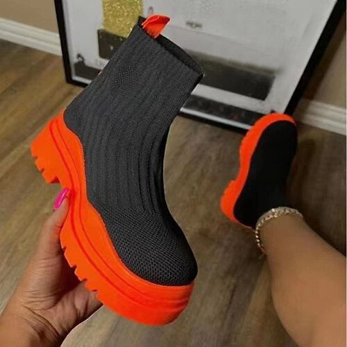 Women's Boots Platform Boots Sock Boots Plus Size Daily Booties Ankle Boots Winter Platform Round Toe Casual PU Leather Elastic Fabric Loafer Solid Colored Black Orange Green
Women's Boots Platform Boots Sock Boots Plus Size Daily Booties Ankle Boots Winter Platform Round Toe Casual PU Leather Elastic Fabric Loafer Solid Colored Black Orange Green