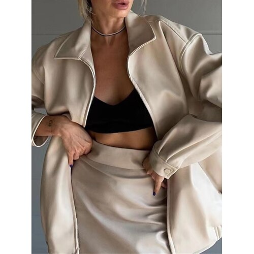 Simili Cuir Femme Extérieur Plein Air Usage quotidien Vacances mode contemporain Casual Quotidien Tendance Full Zip Normal Manteau Beige Automne Hiver fermeture Éclair Col rabattu Standard S M L
Simili Cuir Femme Extérieur Plein Air Usage quotidien Vacances mode contemporain Casual Quotidien Tendance Full Zip Normal Manteau Beige Automne Hiver fermeture Éclair Col rabattu Standard S M L