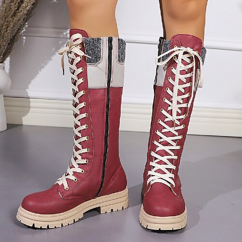 Mulheres Botas Botas de Moto Tamanhos Grandes Botas de trabalho Ao ar livre Diário Botas Longas Cadarço Sem Salto Ponta Redonda Vintage Moda Casual Couro Sintético Couro Ecológico zíper Bloco de cor
Mulheres Botas Botas de Moto Tamanhos Grandes Botas de trabalho Ao ar livre Diário Botas Longas Cadarço Sem Salto Ponta Redonda Vintage Moda Casual Couro Sintético Couro Ecológico zíper Bloco de cor