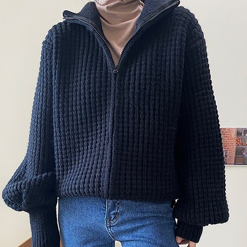 Mujer Chaqueta de Punto Puente Waffle Tejer Corto Retazos Cremallera Color sólido Cuello Alto Elegante Casual Exterior Diario Otoño Invierno Negro Blanco Tamaño Único
Mujer Chaqueta de Punto Puente Waffle Tejer Corto Retazos Cremallera Color sólido Cuello Alto Elegante Casual Exterior Diario Otoño Invierno Negro Blanco Tamaño Único