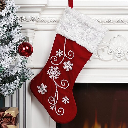 Christmas Stockings Red Velvet Christmas Stocking Embroidered Delicate Snowflake Patterns, Xmas Stockings for Family Holiday
Christmas Stockings Red Velvet Christmas Stocking Embroidered Delicate Snowflake Patterns, Xmas Stockings for Family Holiday