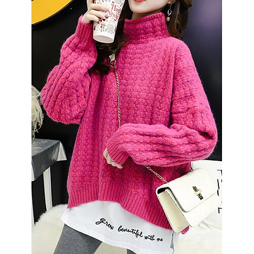 Mujer Suéter de punto Cuello Alto Cable Tejer Cachemira De Gran Tamaño Otoño Invierno Regular Exterior Diario Noche Elegante Casual Suave Manga Larga Color sólido Azul Piscina Morado Fucsia Tamaño
Mujer Suéter de punto Cuello Alto Cable Tejer Cachemira De Gran Tamaño Otoño Invierno Regular Exterior Diario Noche Elegante Casual Suave Manga Larga Color sólido Azul Piscina Morado Fucsia Tamaño