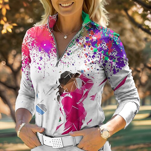 Damen poloshirt Golfhemd Atmungsaktiv Schnelltrocknend Feuchtigkeitsableitung Langarm Golfbekleidung Golfkleidung Regular Fit Zip Stehkragen Batik Bedruckt Frühling Herbst Tennis Golfspiel Pickleball
Damen poloshirt Golfhemd Atmungsaktiv Schnelltrocknend Feuchtigkeitsableitung Langarm Golfbekleidung Golfkleidung Regular Fit Zip Stehkragen Batik Bedruckt Frühling Herbst Tennis Golfspiel Pickleball