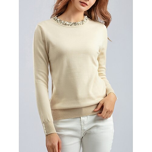 Mulheres Pulôver suéter Gola Redonda Estriado Tricotar Acrílico Tricotado Contas Outono Inverno Padrão Ao ar livre Diário Para Noite à moda Casual Macia Manga Longa Côr Sólida Preto Branco Azul Real
Mulheres Pulôver suéter Gola Redonda Estriado Tricotar Acrílico Tricotado Contas Outono Inverno Padrão Ao ar livre Diário Para Noite à moda Casual Macia Manga Longa Côr Sólida Preto Branco Azul Real