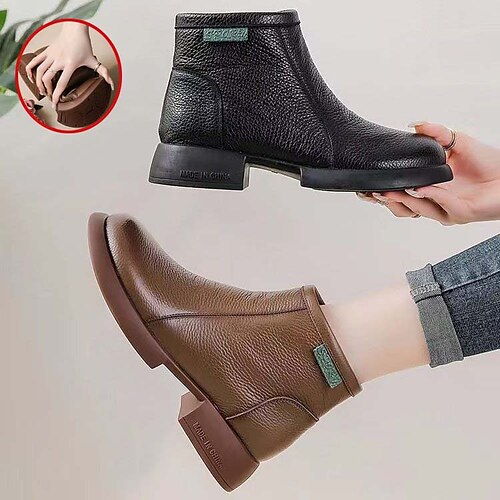 Women's Boots Snow Boots Work Boots Outdoor Daily Fleece Lined Booties Ankle Boots Flat Heel Round Toe Plush Casual Comfort Faux Leather Loafer Solid Color Black Brown
Women's Boots Snow Boots Work Boots Outdoor Daily Fleece Lined Booties Ankle Boots Flat Heel Round Toe Plush Casual Comfort Faux Leather Loafer Solid Color Black Brown