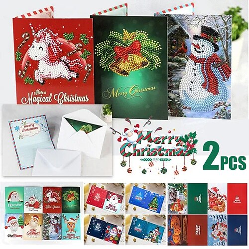 Carte de vœux avec peinture diamant de noël 5d, 2 pièces, carte de noël créative faite à la main, carte de fête de vacances, DIY bricolage
Carte de vœux avec peinture diamant de noël 5d, 2 pièces, carte de noël créative faite à la main, carte de fête de vacances, DIY bricolage