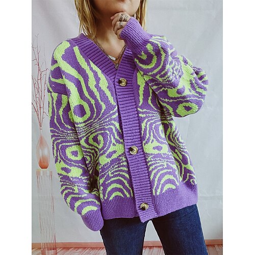 Mujer Cárdigan Escote en Pico Fornido Tejer Poliéster Botón De Punto Primavera Otoño Invierno Regular Hogar Diario Moda Diario Estilo retro Manga Larga Abstracto Negro Rojo Morado S M L
Mujer Cárdigan Escote en Pico Fornido Tejer Poliéster Botón De Punto Primavera Otoño Invierno Regular Hogar Diario Moda Diario Estilo retro Manga Larga Abstracto Negro Rojo Morado S M L