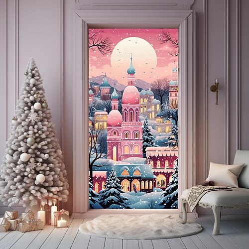 Couvertures de porte de château rose de noël, bannière de porte de fond de décoration pour porte d'entrée de ferme, fournitures de décoration de fête de noël
Couvertures de porte de château rose de noël, bannière de porte de fond de décoration pour porte d'entrée de ferme, fournitures de décoration de fête de noël