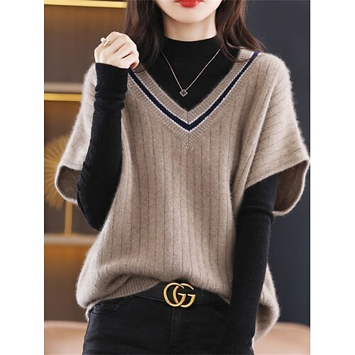 Mulheres Colete de moletom Decote V Estriado Tricotar Acrílico Patchwork Outono Inverno Padrão Ao ar livre Diário Para Noite à moda Casual Macia Manga Curta Bloco de cor Azul Camelo Damasco S M L
Mulheres Colete de moletom Decote V Estriado Tricotar Acrílico Patchwork Outono Inverno Padrão Ao ar livre Diário Para Noite à moda Casual Macia Manga Curta Bloco de cor Azul Camelo Damasco S M L