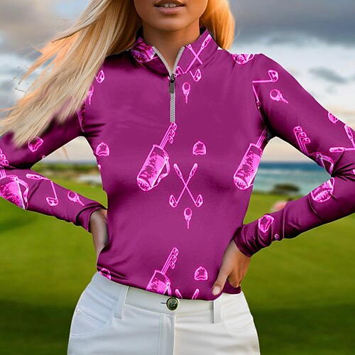 Mulheres Camisa polo de caminhada Camisa de golfe Respirável Secagem Rápida Pavio Humido Manga Longa Vestuário de golfe Roupas de golfe Normal Zíper Colarinho Alto Estampado Primavera Outono Tênis
Mulheres Camisa polo de caminhada Camisa de golfe Respirável Secagem Rápida Pavio Humido Manga Longa Vestuário de golfe Roupas de golfe Normal Zíper Colarinho Alto Estampado Primavera Outono Tênis
