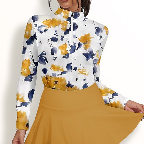 Femme T-shirt POLO Chemise de golf Respirable Séchage rapide Evacuation de l'humidité manche longue Vêtements de golf Top Standard 1/4 Zip Col Montant Floral Printemps Automne Tennis Le golf
Femme T-shirt POLO Chemise de golf Respirable Séchage rapide Evacuation de l'humidité manche longue Vêtements de golf Top Standard 1/4 Zip Col Montant Floral Printemps Automne Tennis Le golf