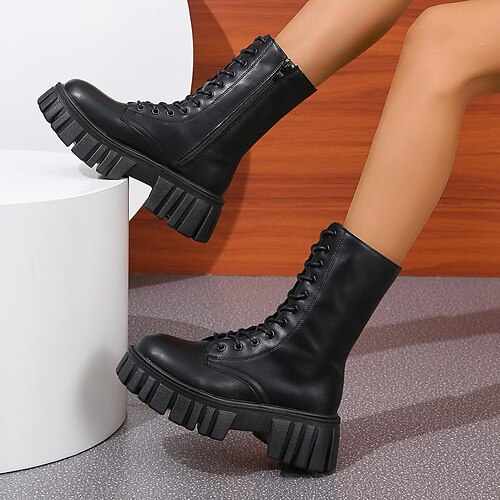Mulheres Botas Botas com salto Coturnos Botas de Moto Diário Botas Botas Tornozelo Plataforma Clássico Conforto Minimalismo Couro Sintético Com Cadarço Preto
Mulheres Botas Botas com salto Coturnos Botas de Moto Diário Botas Botas Tornozelo Plataforma Clássico Conforto Minimalismo Couro Sintético Com Cadarço Preto