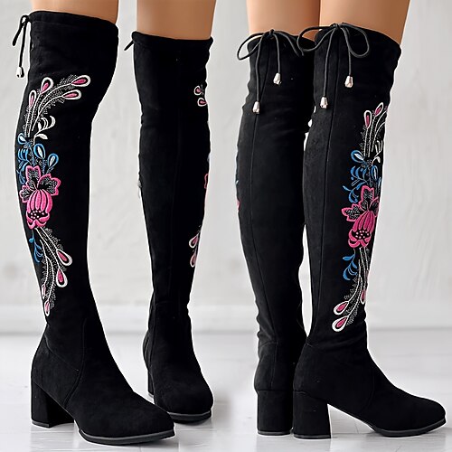 Mulheres Botas Sapatos de camurça Ao ar livre Trabalho Diário Botas Acima do Joelho Bordado Salto de bloco Salto Robusto Dedo Apontado Moda Elegante Clássico Camursa Sintética zíper Floral Preto
Mulheres Botas Sapatos de camurça Ao ar livre Trabalho Diário Botas Acima do Joelho Bordado Salto de bloco Salto Robusto Dedo Apontado Moda Elegante Clássico Camursa Sintética zíper Floral Preto