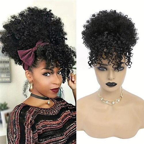 Afro bouclé bouffée avec frange de cheveux synthétique clip dans les extensions de cheveux naturel à la recherche d'un usage quotidien
Afro bouclé bouffée avec frange de cheveux synthétique clip dans les extensions de cheveux naturel à la recherche d'un usage quotidien