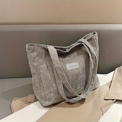 Women's Shoulder Bag Corduroy Daily Zipper Large Capacity Foldable Lightweight Solid Color Black White Brown
Women's Shoulder Bag Corduroy Daily Zipper Large Capacity Foldable Lightweight Solid Color Black White Brown