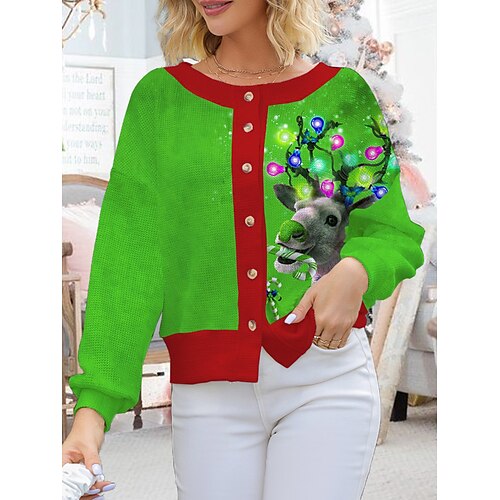 Mujer Suéter navideño feo Cárdigan Chaqueta suéter Cuello Barco Estriado Tejer Poliéster Botón De Punto Estampado Otoño Invierno Corto Exterior Navidad Festivos Diario Elegante Casual Manga Larga Cada
Mujer Suéter navideño feo Cárdigan Chaqueta suéter Cuello Barco Estriado Tejer Poliéster Botón De Punto Estampado Otoño Invierno Corto Exterior Navidad Festivos Diario Elegante Casual Manga Larga Cada