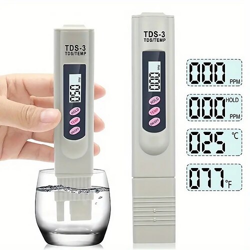 Tragbarer LCD-Digital-TDS-Wasserqualitätstester, Wasserteststift, Filtermessgerät, Messwerkzeuge, Zubehör für Aquarium, Pool
Tragbarer LCD-Digital-TDS-Wasserqualitätstester, Wasserteststift, Filtermessgerät, Messwerkzeuge, Zubehör für Aquarium, Pool